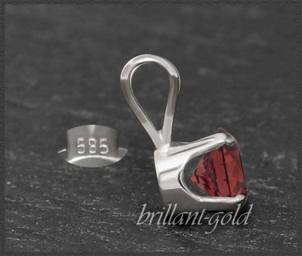 Anhänger 585 Gold Granat rot, 4,5,6,7mm